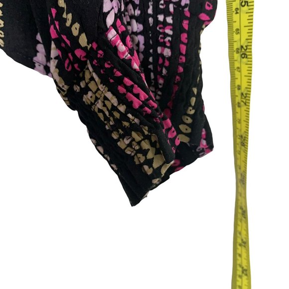 Maeve Long Sleeve Black Multicolor Partial Button Up Top XL - Picture 6 of 7